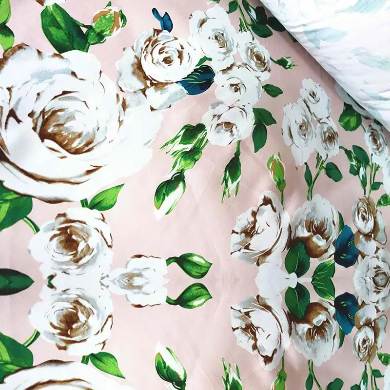 Хлопчатобумажная ткань LEO & LIN с зеленым принтом камелии 50 см|patchwork cotton fabric|cotton