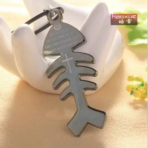 1 шт. кулон в форме скейтборда из нержавеющей стали рыбьей кости мужское ожерелье