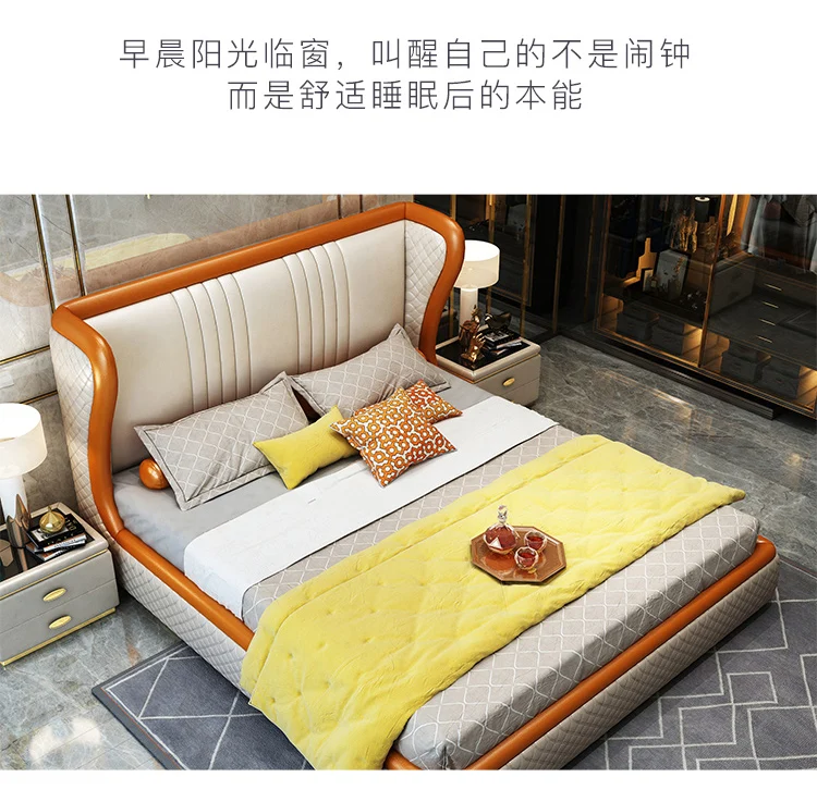 Мягкая кровать из натуральной коровьей кожи для спальни camas lit muebles de dormitorio yatak mobby