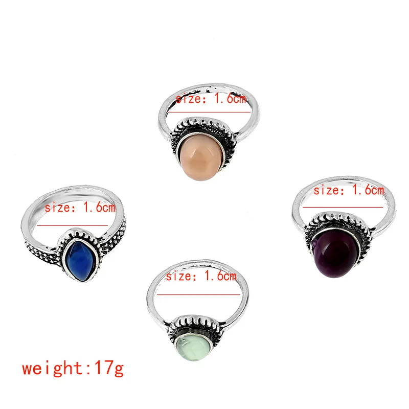 1 Набор винтажное античное кольцо из натурального камня с 4 вида цветов модные