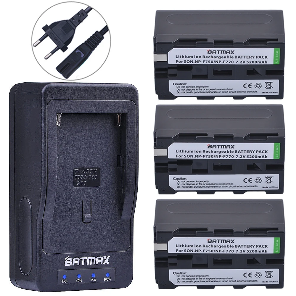 Зарядное устройство Batmax NP-F750 F770 для Sony NP F970 F750 F960 F550 F530 F330 F570 3 упаковки |