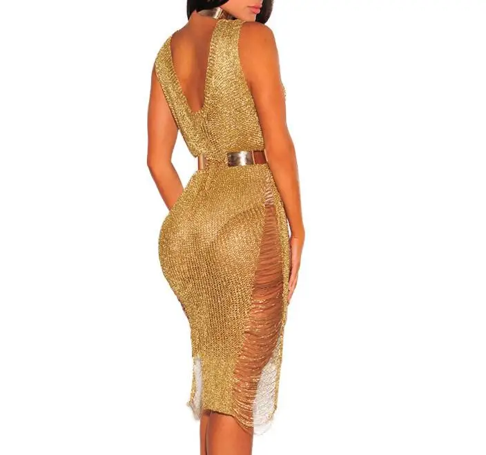 Летнее платье для женщин без рукавов с высокой талией Сексуальные клубные