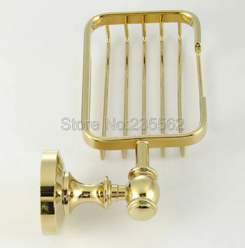 

Modern Golden Brass Wall Mounted Bathroom Accessory Soap Dishes Holder Basket lba162