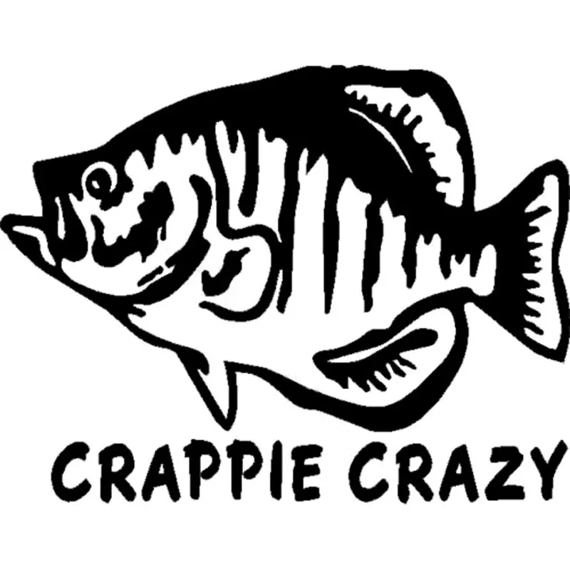 

16.5CM*12.9CM Crappie Crazy Vinyl Car sticker Fish Fishing Boat River Car Stylings Accessories Black Sliver C8-1092