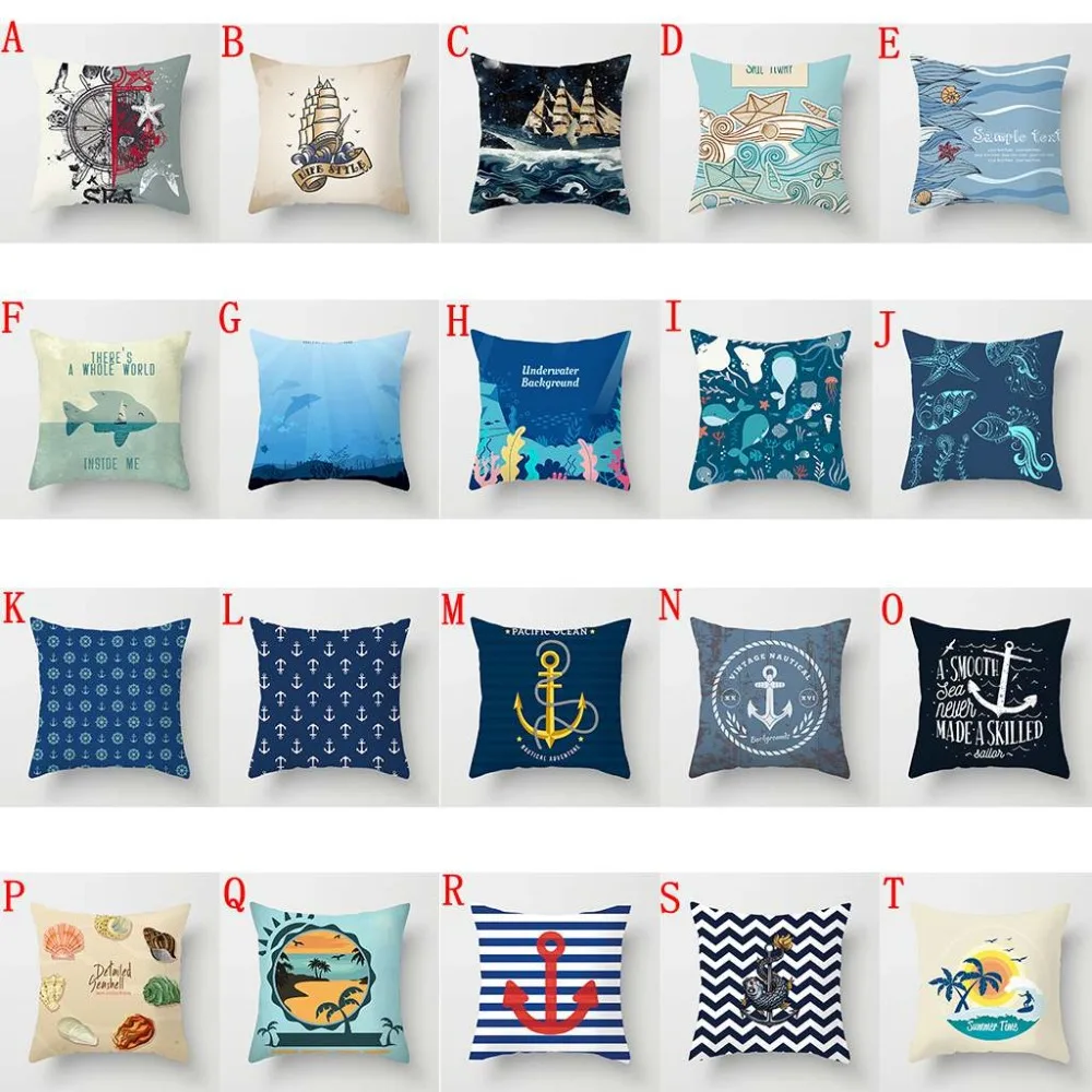 Sailing Cushion Cover Cotton Polyester Anchor Printed Throw Pillow Home Decor Chair case for Sofa Decorative | Дом и сад