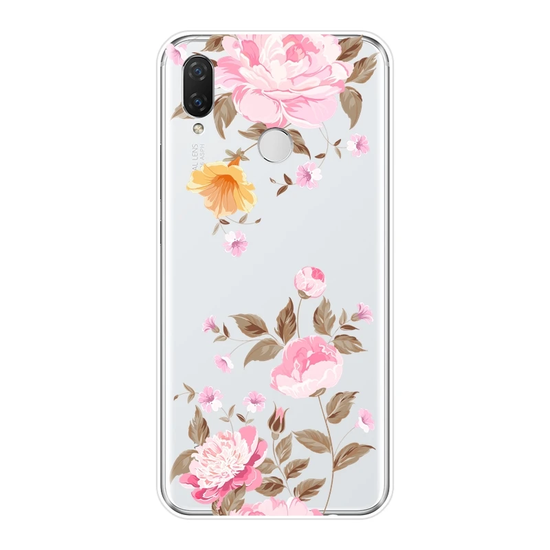 Чехол для Huawei Nova Smart Lite 2017 силиконовый мягкий розовый чехол с розовыми цветами 2i 2