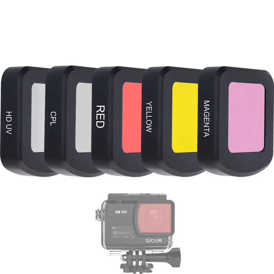 5 in 1 Filter TENENELE фильтр для экшн-камеры для Sjcam SJ8 Pro/Plus/Air HD UV Sport камера, стеклянные фильтры на водонепроницаемом корпусе, чехол, аксессуары - Цвет: 5 in 1 Filter
