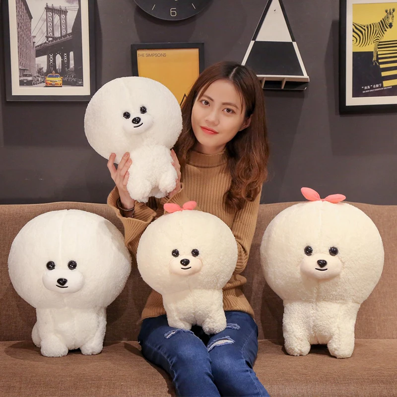 Белая/бежевая плюшевая игрушка Bichon Frise милый щенок мягкая набивная собака