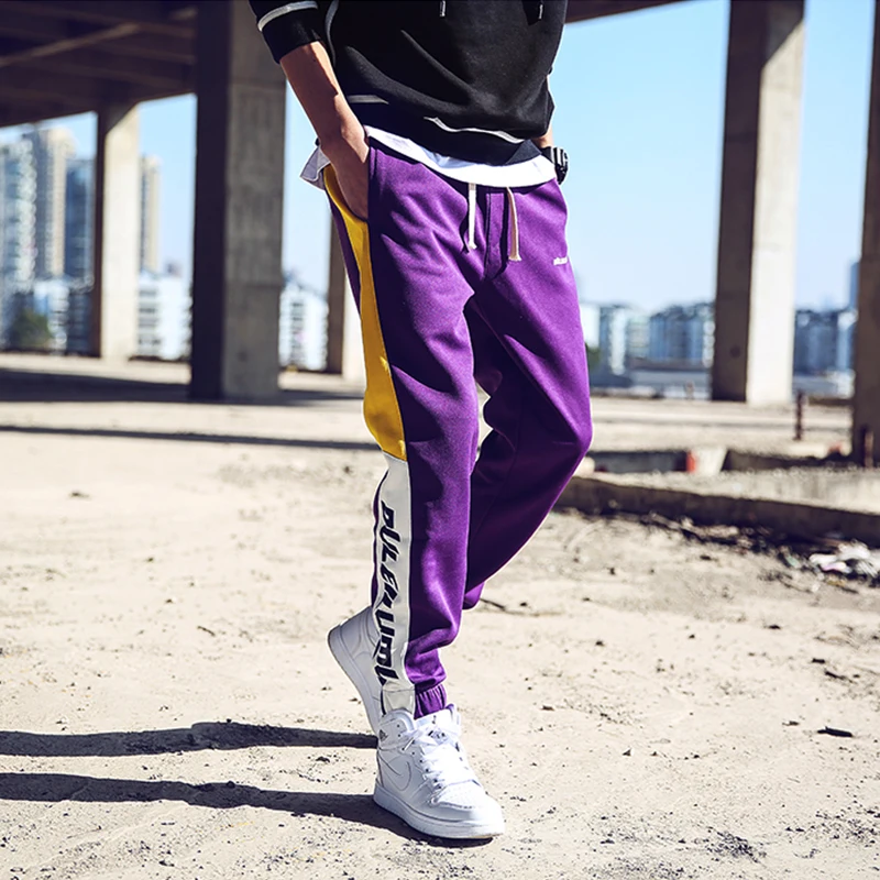 Мужские спортивные штаны в полоску стиле хип хоп хлопковые уличные для бега по