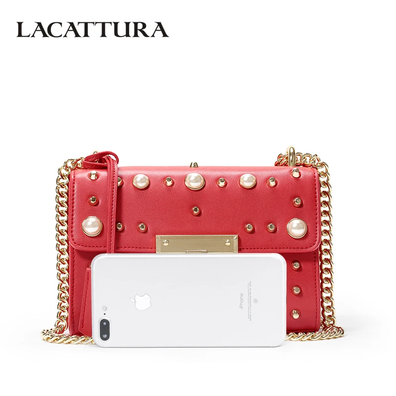 LACATTURA женская сумка на плечо роскошный клатч с заклепками для девочек летняя