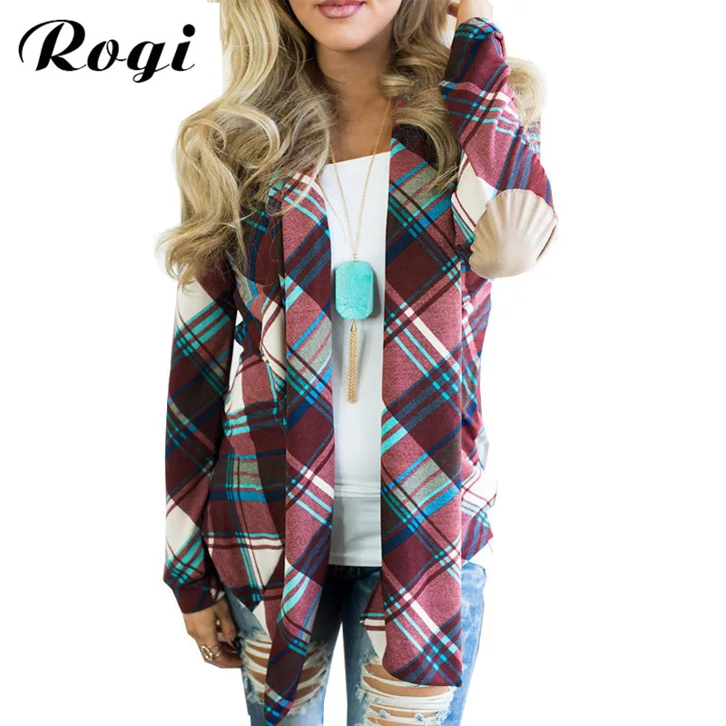 Rogi Women Knitted Cardigan 2019 Irregular Geometric Printed Ladies Sweater Open Front Loose Jumper Outwear Coat Poncho Top 2XL |