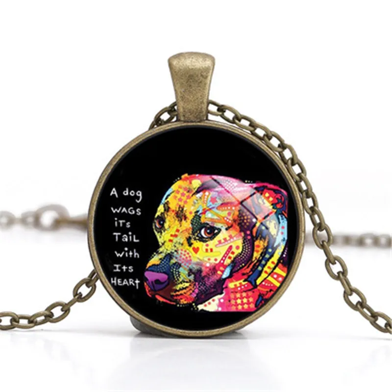 

Европа и сша продают новые животные украшения красочные собака время драгоценный камень ожерелье кулон ximeng