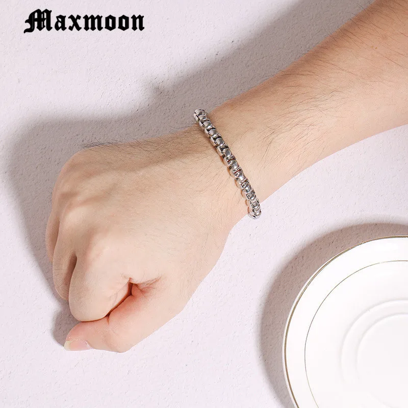Браслет Maxmoon из нержавеющей стали для мужчин и женщин квадратный браслет-цепочка