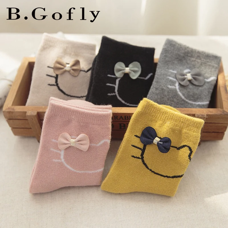 5 пар осенние детские носки для малышей школьников мультфильм котенок забавные