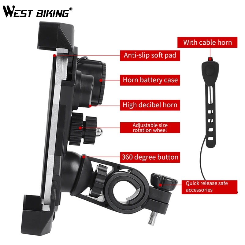 Держатель для телефона из ПВХ велосипеда с колокольчиком 5 режимов 3 6 дюйма