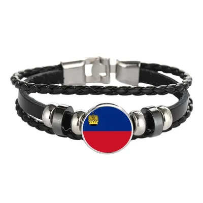 

New Fashion Liechtenstein Flag Bracelets Trendy Leather Liechtenstein Bracelets Women Men