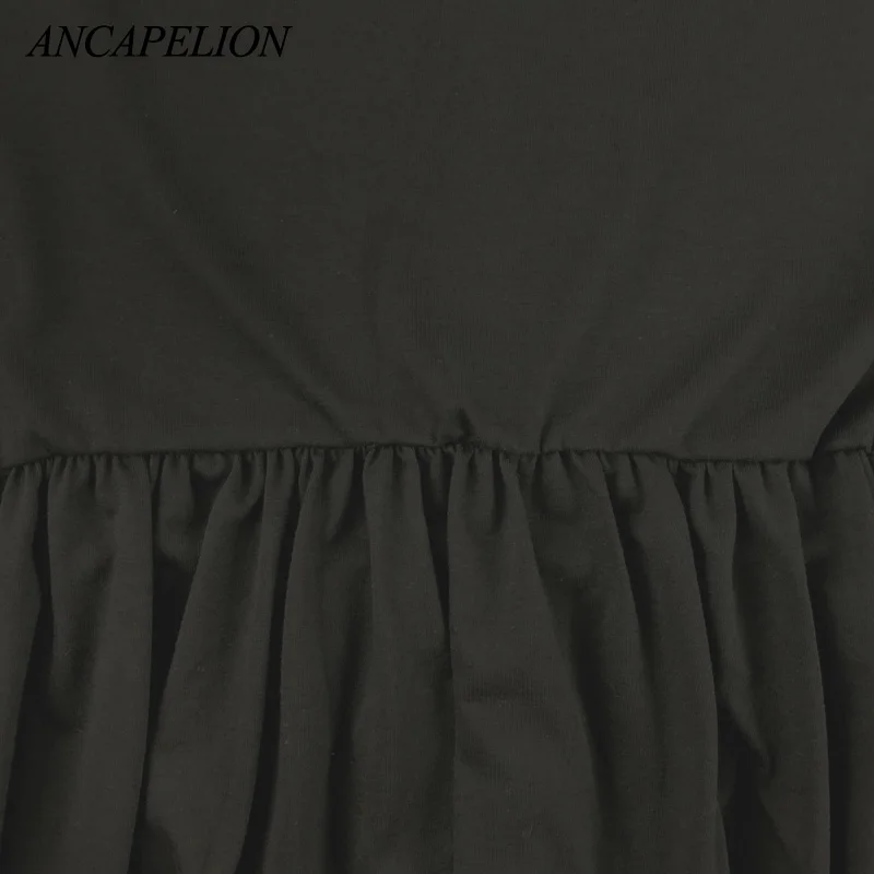 Ancapelion 2019 Черное женское свободное элегантное платье больших размеров Вечерние