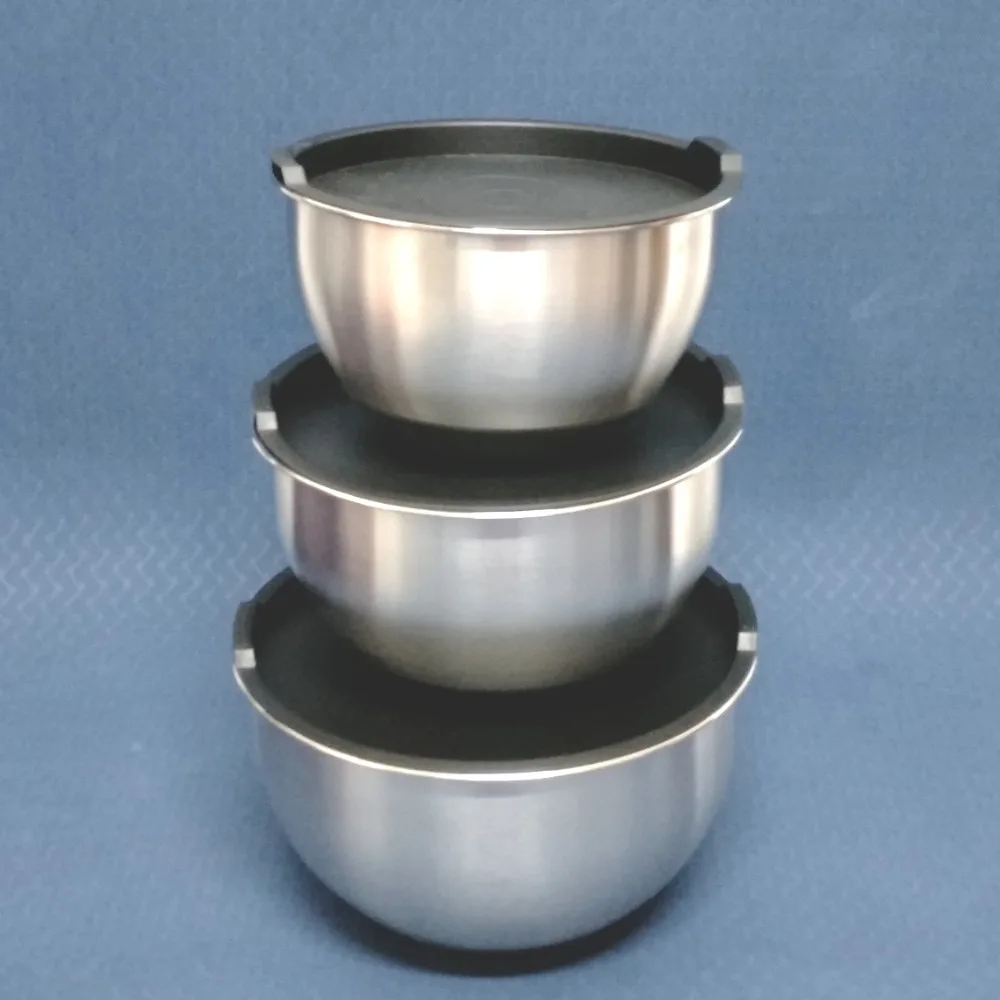 S/3 миска для смешивания из нержавеющей стали с крышкой (2qt 2.5qt 3qt ) набор миски
