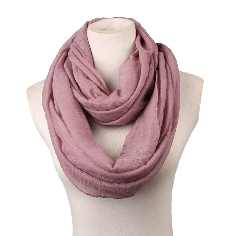 Большие размеры Модные одноцветные шарфы легкий вес кольцевая петля женский