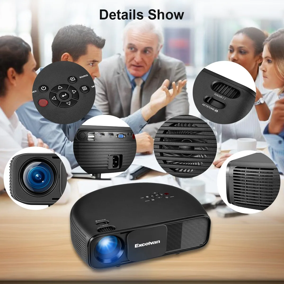 Excelvan CL760 3200 люмен светодиодный видеопроектор 1280x800 1080 P HD фильм для ноутбука Xbox USB микрофон для смартфона tv Box EU Plug