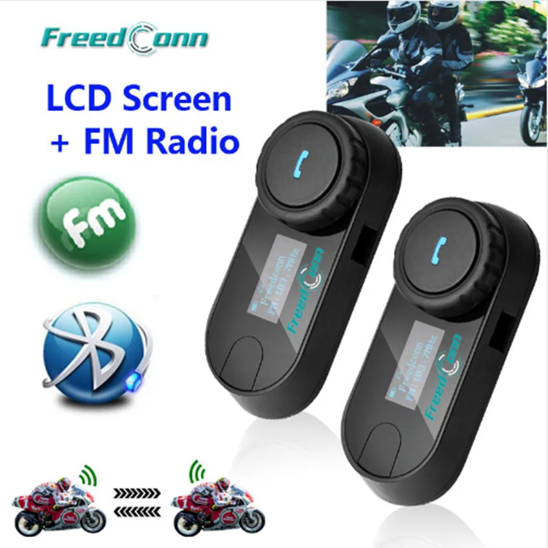 

Original FreedConn 2 pcs Updated TCOM-SC BT Bluetooth Motorcycle Helmet Intercom Interphone Headset with LCD screen + FM Radio