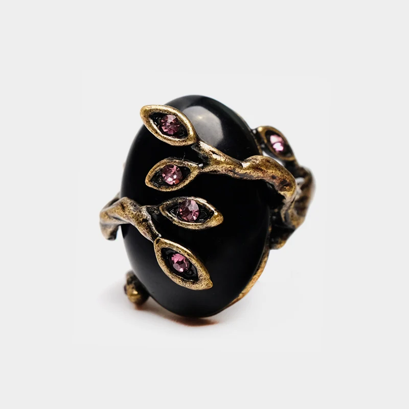 Бутик аморта винтажное асимметричное черное кольцо|brand ring|class ringdesigner ring |