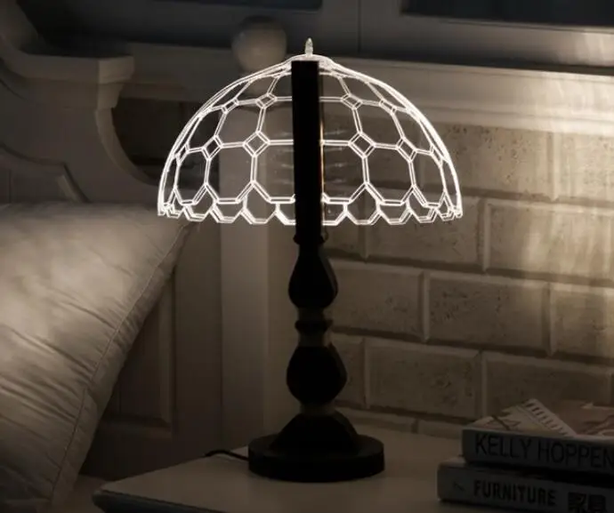

Creative 3D Umbrella Night Light LED Wood Art Acrylic Table Lamp EU/US Plug Hotel Exhibition hall Home Decoration Lighting