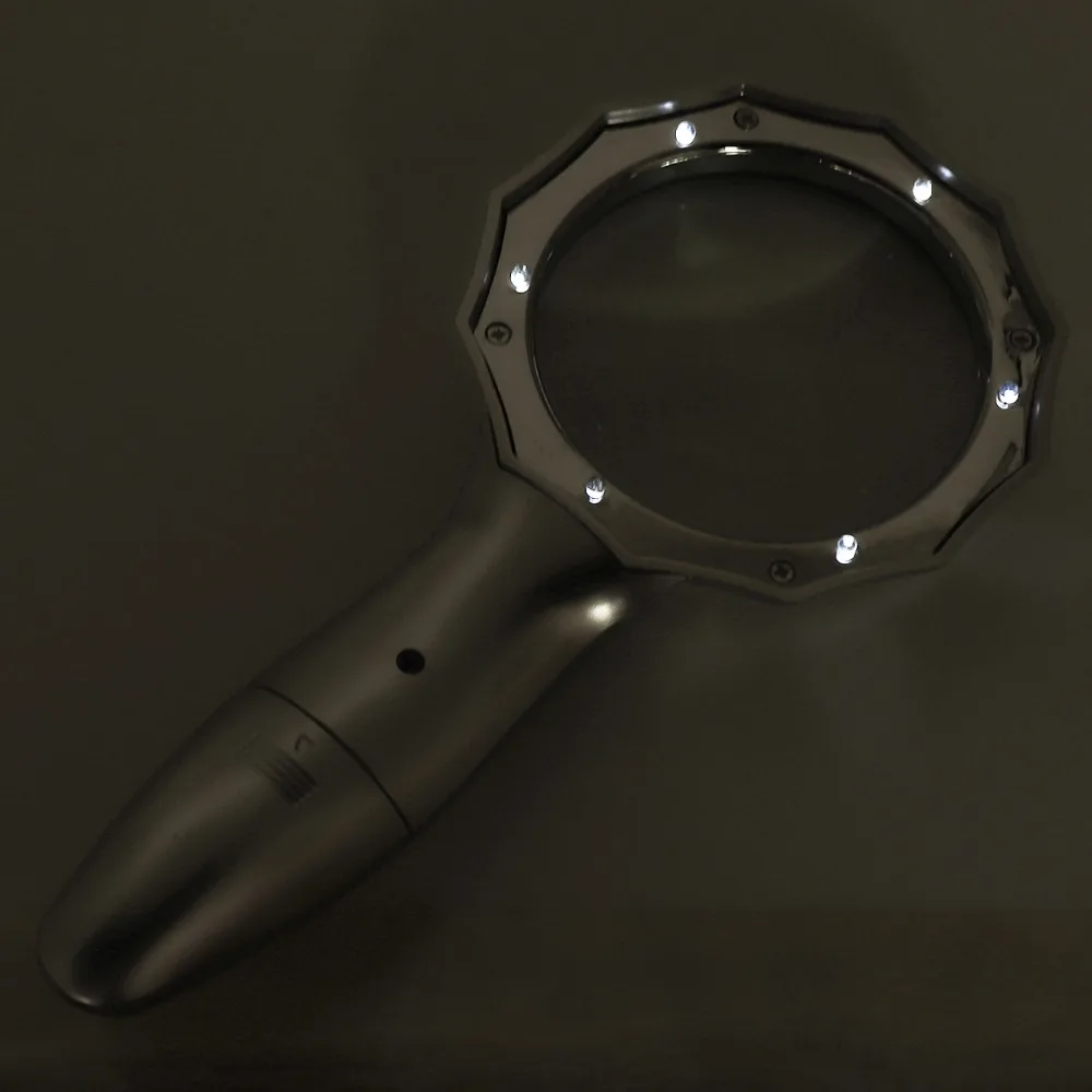 

4X 75mm 6 LED Lights Handheld Zooming Wide Illumination Pocket Magnifier for Repairing and Inspection