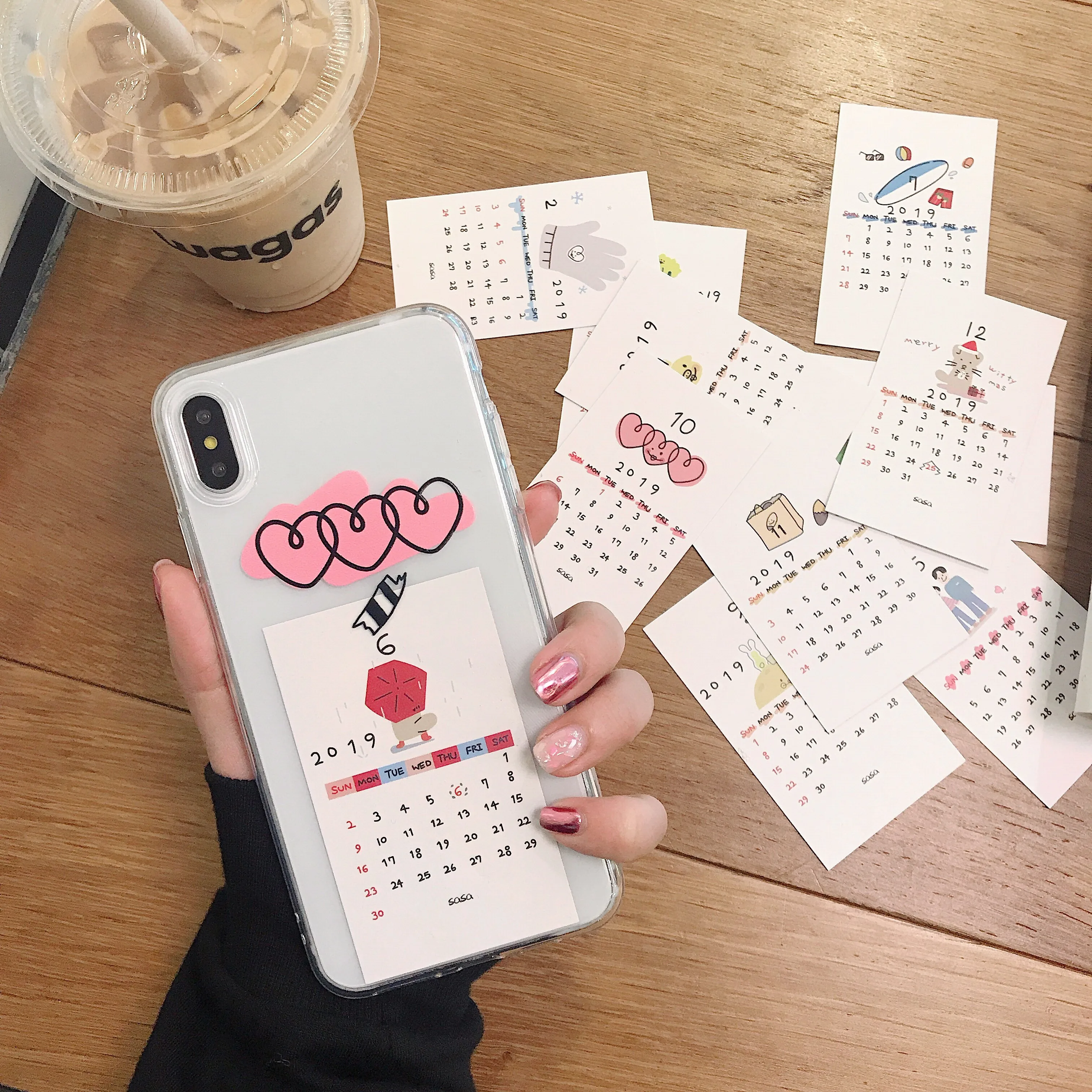 Silicone Phone Case For iphone 6 6S Plus X XS MAX cute small calendar cards cover for iPhone XR 7 8Plus transparent soft case | Мобильные