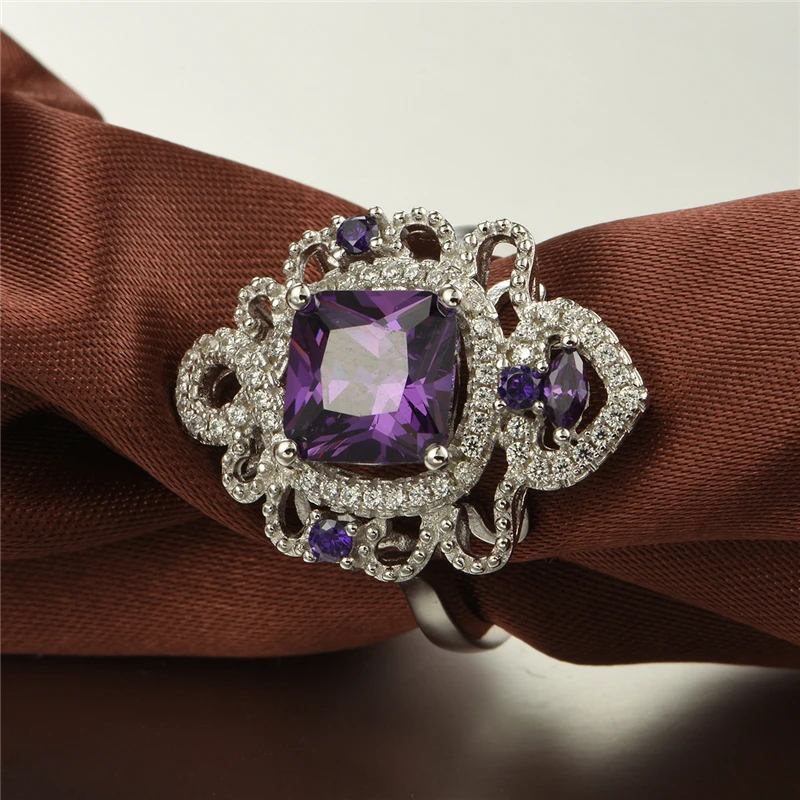 GW модное ювелирное изделие кольцо в русском стиле фиолетового цвета женское из