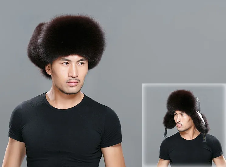 Меховые шапки из натурального Лисьего меха, мужские шапки Lei Feng из натурального меха енота, шапки для русской зимы, мужские шапки-бомберы с верхом из натуральной кожи