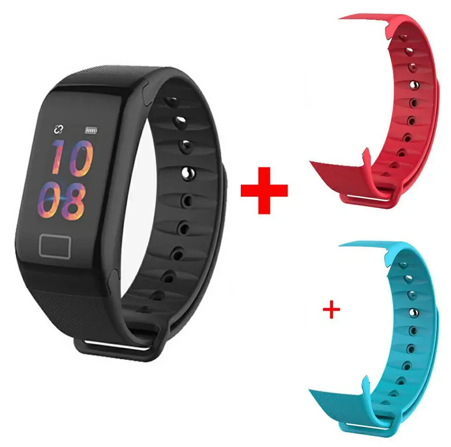 add red blue F1 Plus умный Браслет цветной экран Smartband IP67 водонепроницаемый браслет спортивный фитнес-трекер монитор сердечного ритма трекер сна - Цвет: add red blue