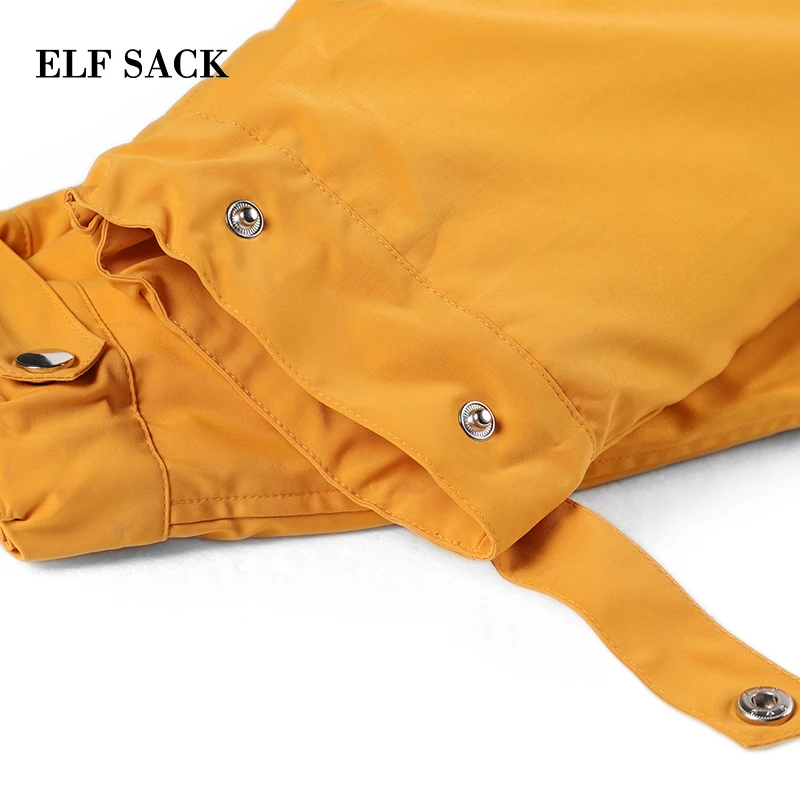 ELFSACK новинка 90% белый утиный пух куртки для женщин повседневные с широкой талией