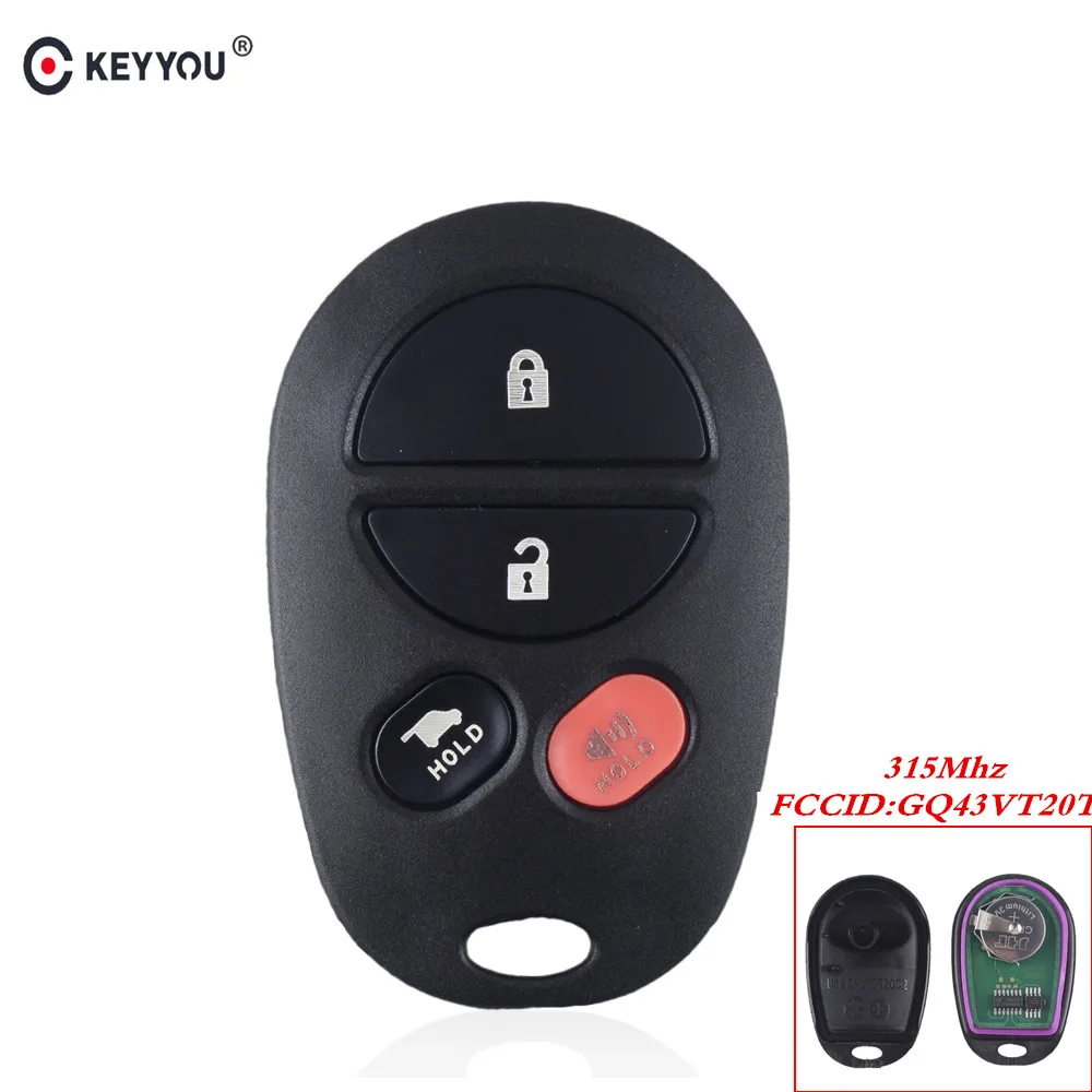 KEYYOU для Toyota Highlander Sequoia Sienna GQ43VT20T дистанционный брелок 4 кнопки 314,4 МГц GQ43VT20T Автомобильный ключ