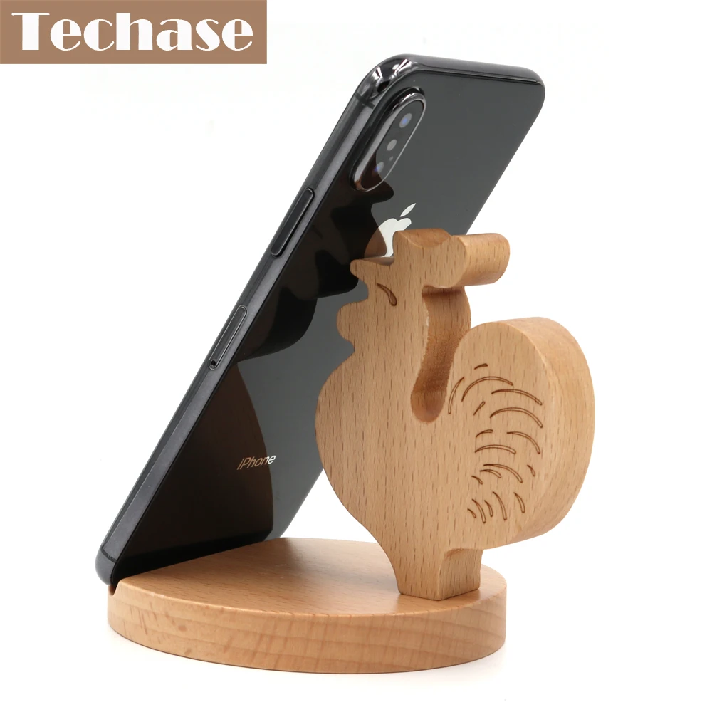 Techase деревянный держатель для телефона мультяшный куриный Telefon tucu универсальный