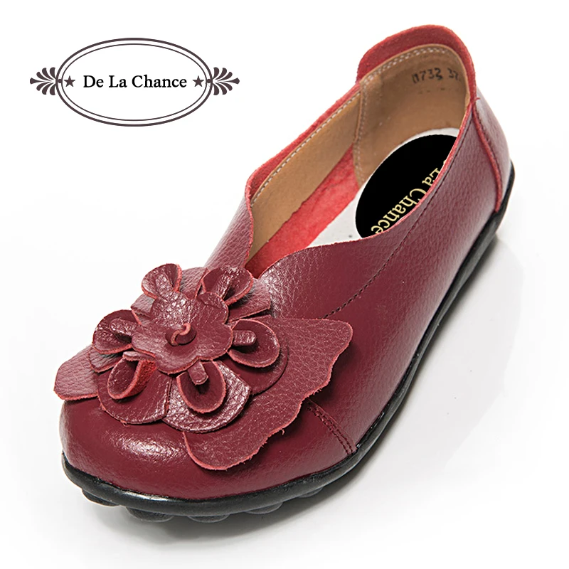 

2018 New Women's Shoes Spring Autumn Fashion Loafers Women Flats Genuine Leather Single Shoes Soft Casual Flat Shoes Size 43 44