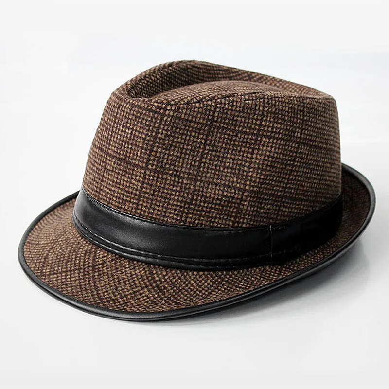 Коричневый Модные нейлоновые сетки Fedoras взрослые зимние шапки для мужчин и женщин нейтральная широкополая джазовая шапка - Цвет: Коричневый