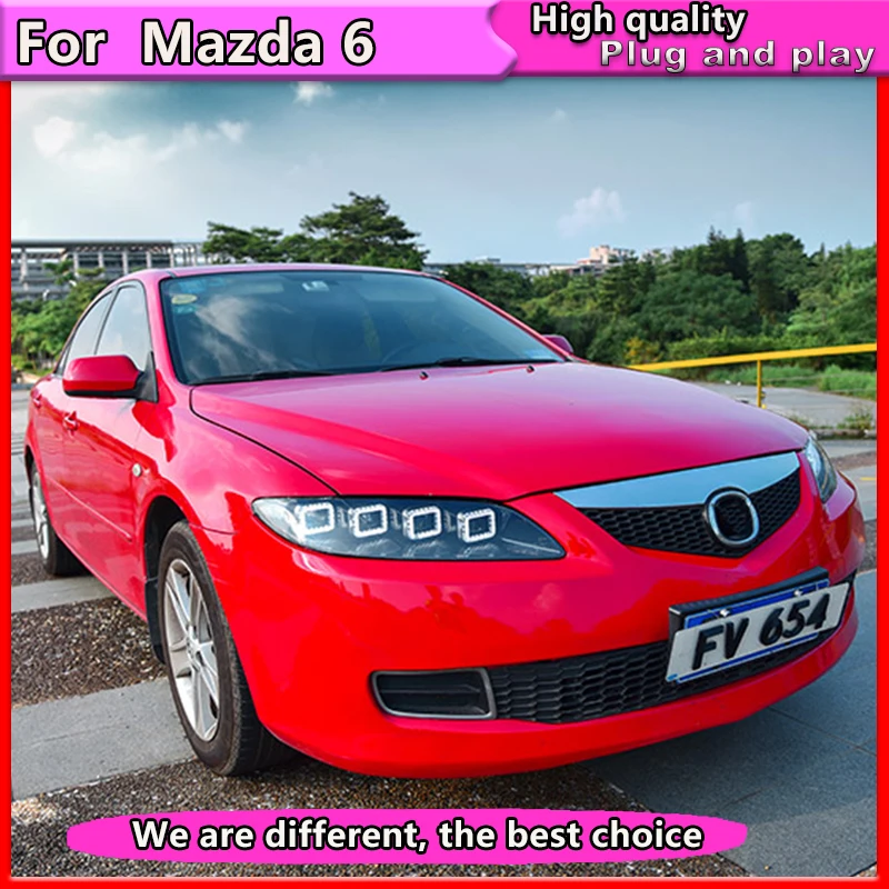 

Car Styling for Mazda 6 Headlights 2004-2012 Mazda 6 LED Headlight DRL high low Beam LED 4 LED lens Dynamic streamer turn signal