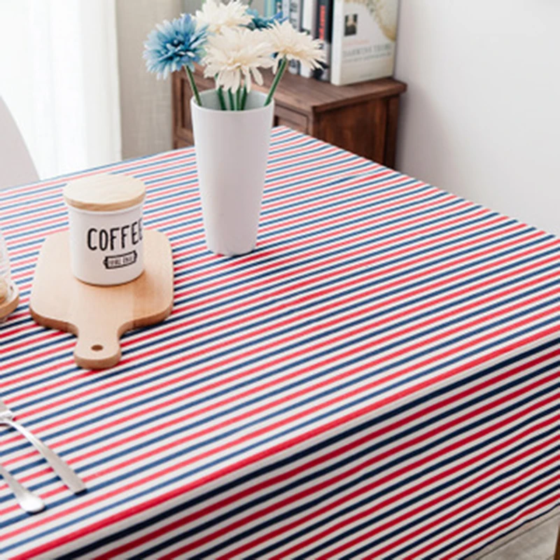 Скатерть из хлопка и льна прямоугольная скатерть в полоску для гостиной оптовая