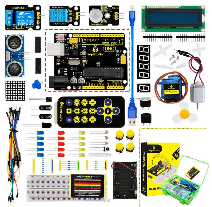KS0403(UNOR3 Board) Новинка! Keyestudio базовый стартовый V2 комплект для Arduino UNOR3/Mega DIY проекты ж/Подарочная коробка - Цвет: KS0403(UNOR3 Board)