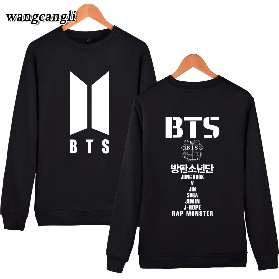 K поп монолитным Толстовки и толстовка для пары Популярные Bangtan хип хоп Для женщин