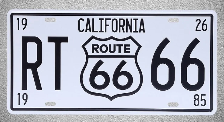 

1 pc Route 66 California highway garage US car license Tin Plates Signs plate wall man cave Decoration Metal Art Vintage Poster