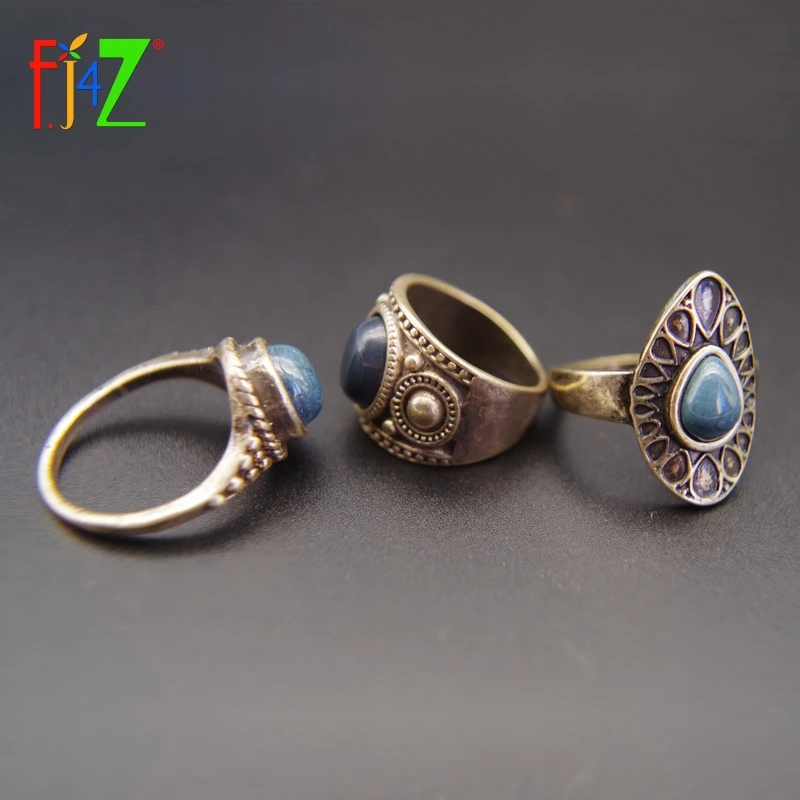 Женский винтажный набор колец 5 шт. средней длины из античного сплава и