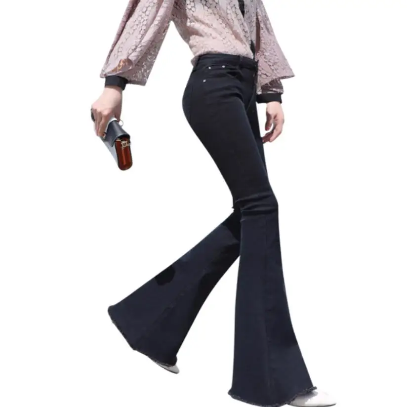 Джинсы с высокой талией женские брюки на осень 2018|Джинсы клеш| |