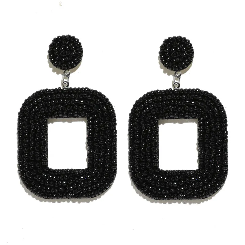 W74767 CWEEL INS Trendy Women Statement Earrings Boho Ethnic Colorful Dangle Drop Earrings Beads Tassel Fringe Party Wedding Jewelry - Окраска металла: W74767