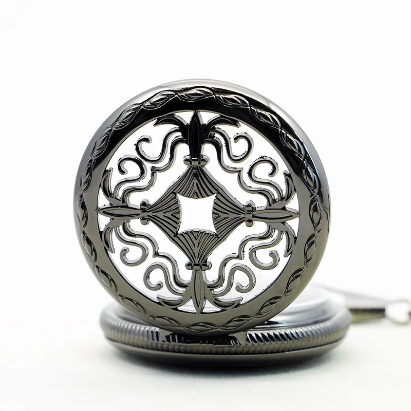 Traditional Chinese Chinese Knotting Mechanical Pocket Watch Black Retro Steampunk Chain Necklace Pendant Accessories Clock Gift