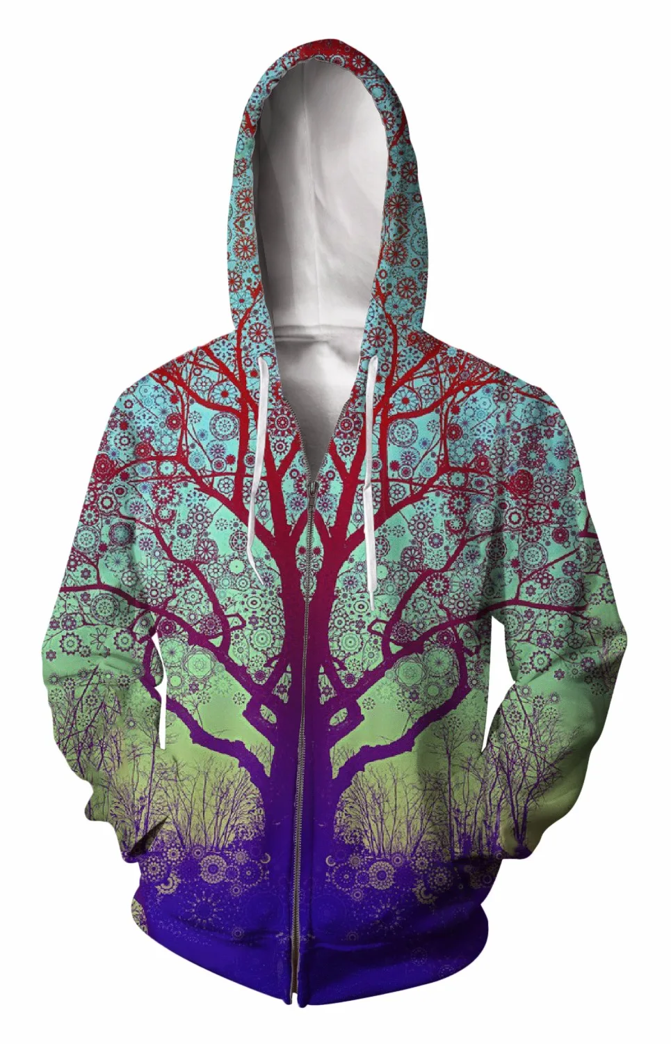 Свитшот на молнии с капюшоном 3d принт Мягкая одежда деревьями мужские и женские