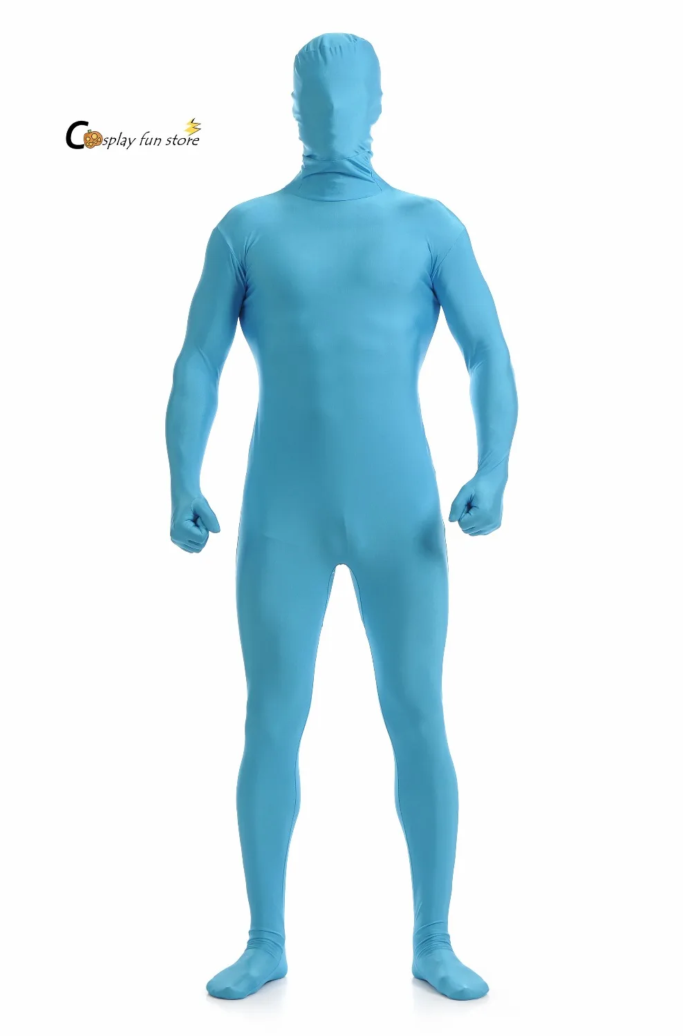 Цельнокроеный костюм для взрослых из спандекса лайкры зентай небесно-голубые