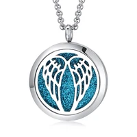 2019 new aroma diffuser necklace angel wings designs stainless steel pendant perfume lockets essential oil aromatherapy necklace