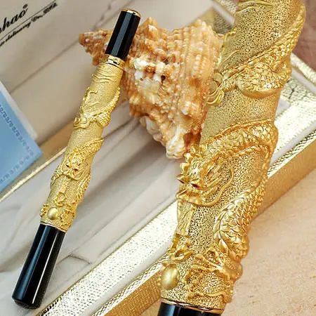 JINHAO Благородный Золотой M перо перьевая ручка Дракон узор резной|fountain pen dragon|pen